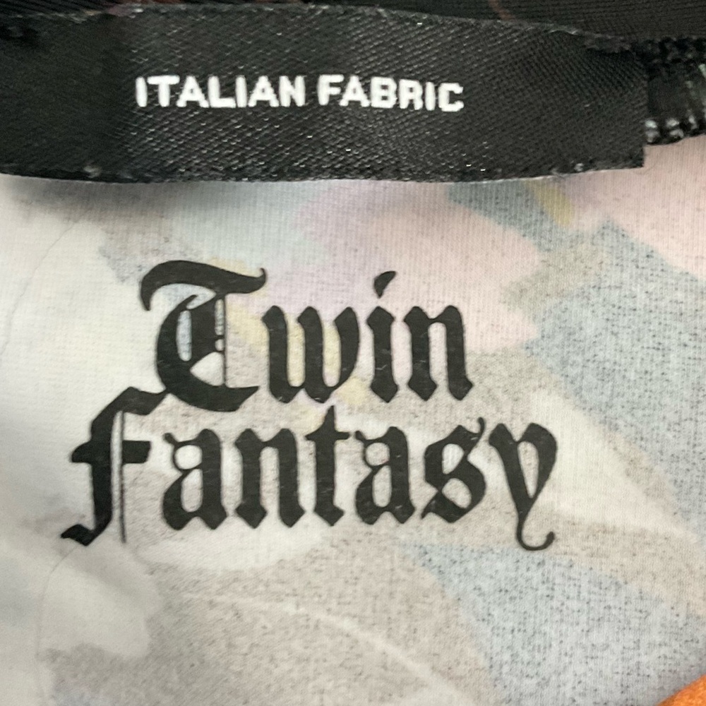 Twin Fantasy Black Floral Mock Neck Long Sleeve Top XS Italian Fabric - Picture 7 of 9